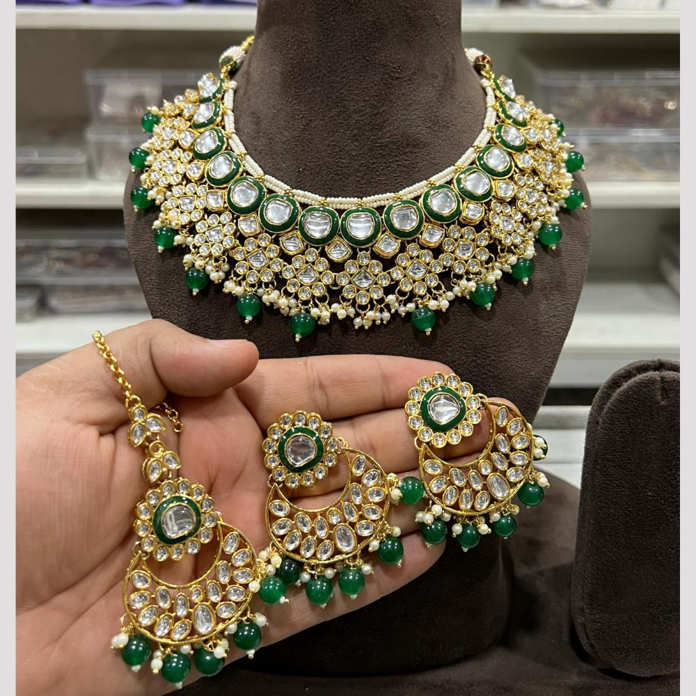 Hira Collection Glamorous Polki Kundan And Pearl Choker Necklace Set