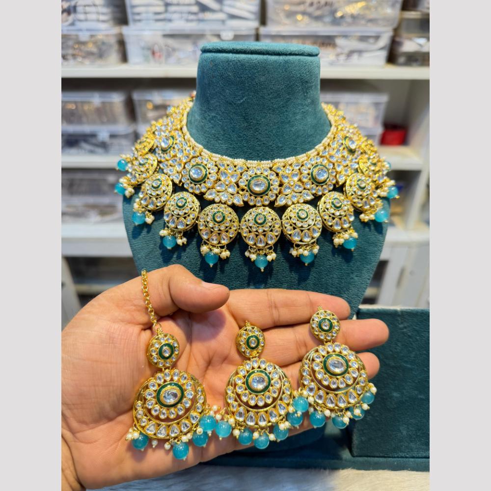 Hira Collection Glamorous Polki Kundan And Pearl Choker Necklace Set