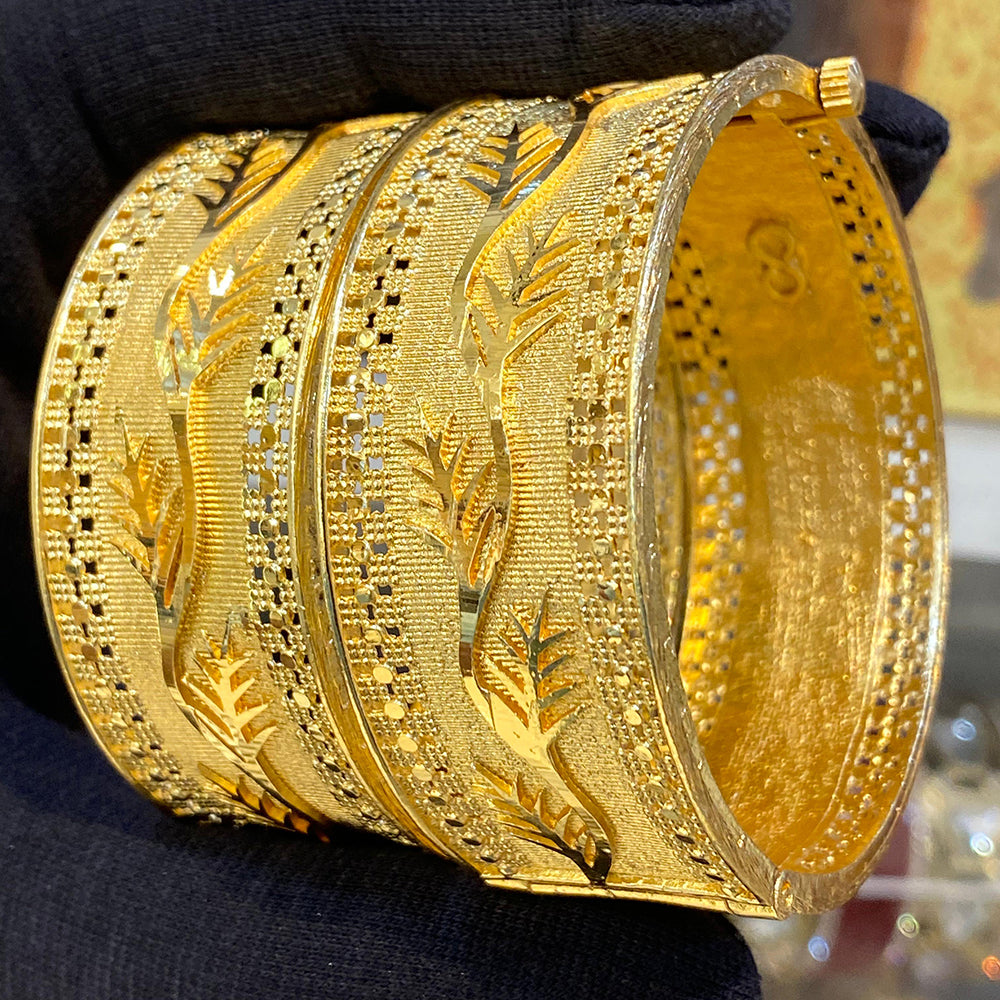 Hira Collections Royal Forming Gold Openable Bangles Set