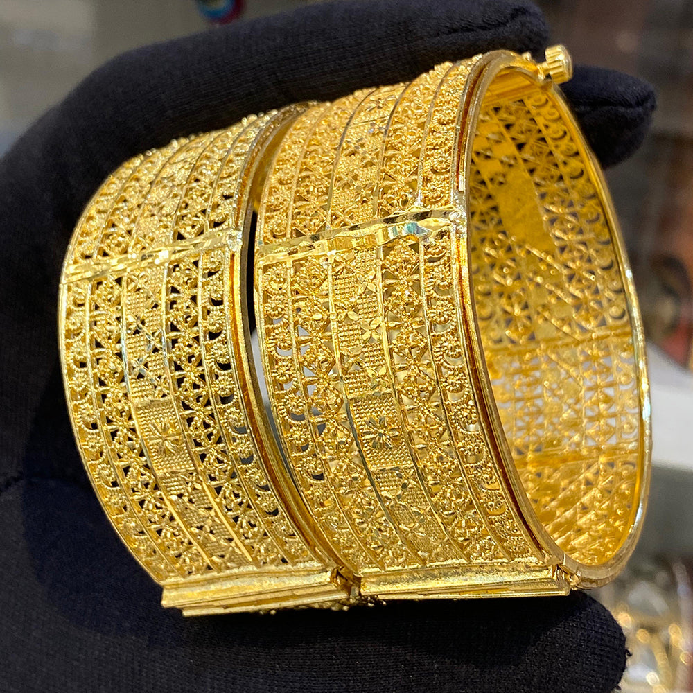 Hira Collections Royal Forming Gold Openable Bangles Set