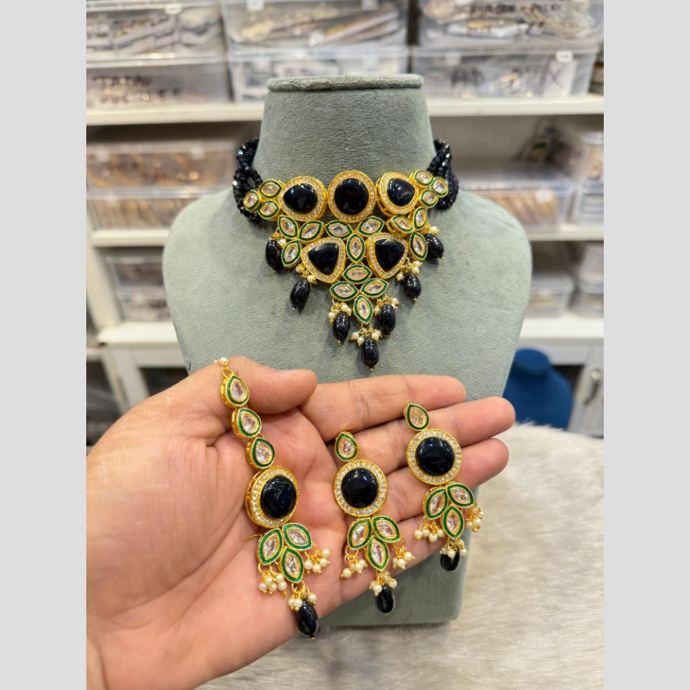 Hira Collection Pota Stone And Beads Designer Choker Necklace Set