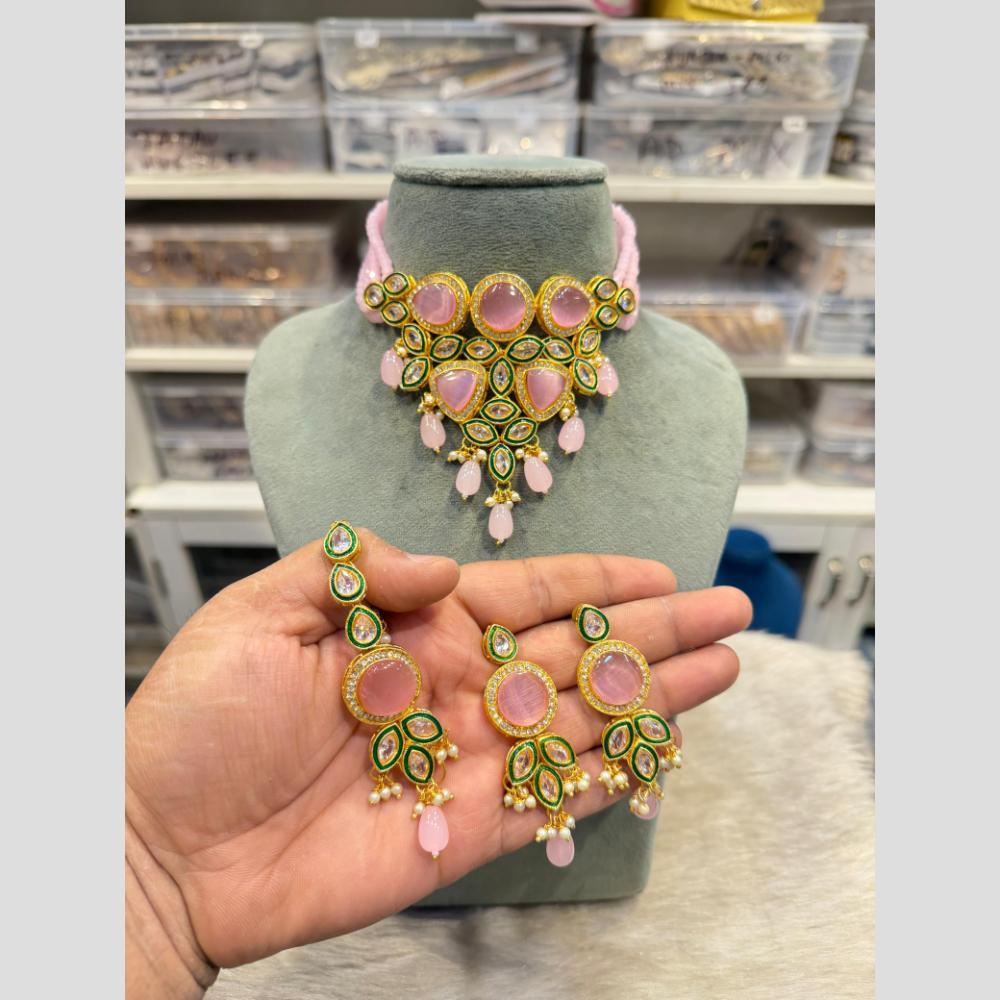 Hira Collection Pota Stone And Beads Designer Choker Necklace Set