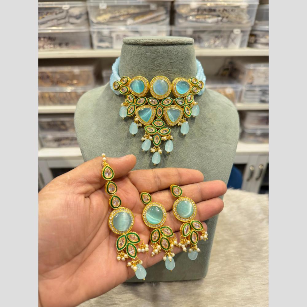 Hira Collection Pota Stone And Beads Designer Choker Necklace Set