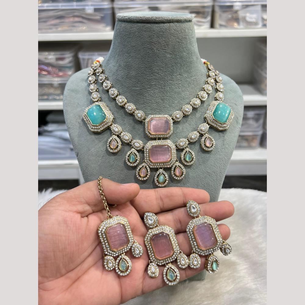 Hira Collection Pota Stone And Austrian Stone Designer Necklace Set