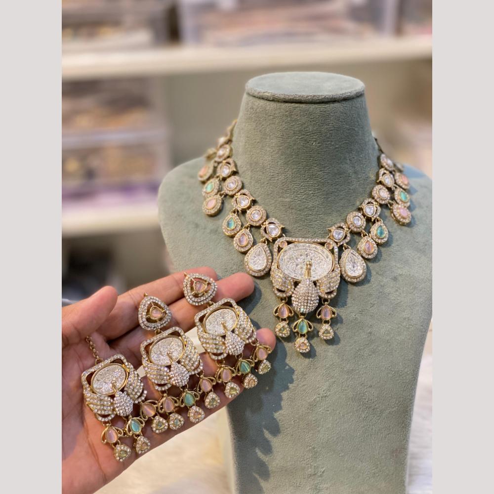 Hira Collections Premium Pota Stone Statement Necklace Set