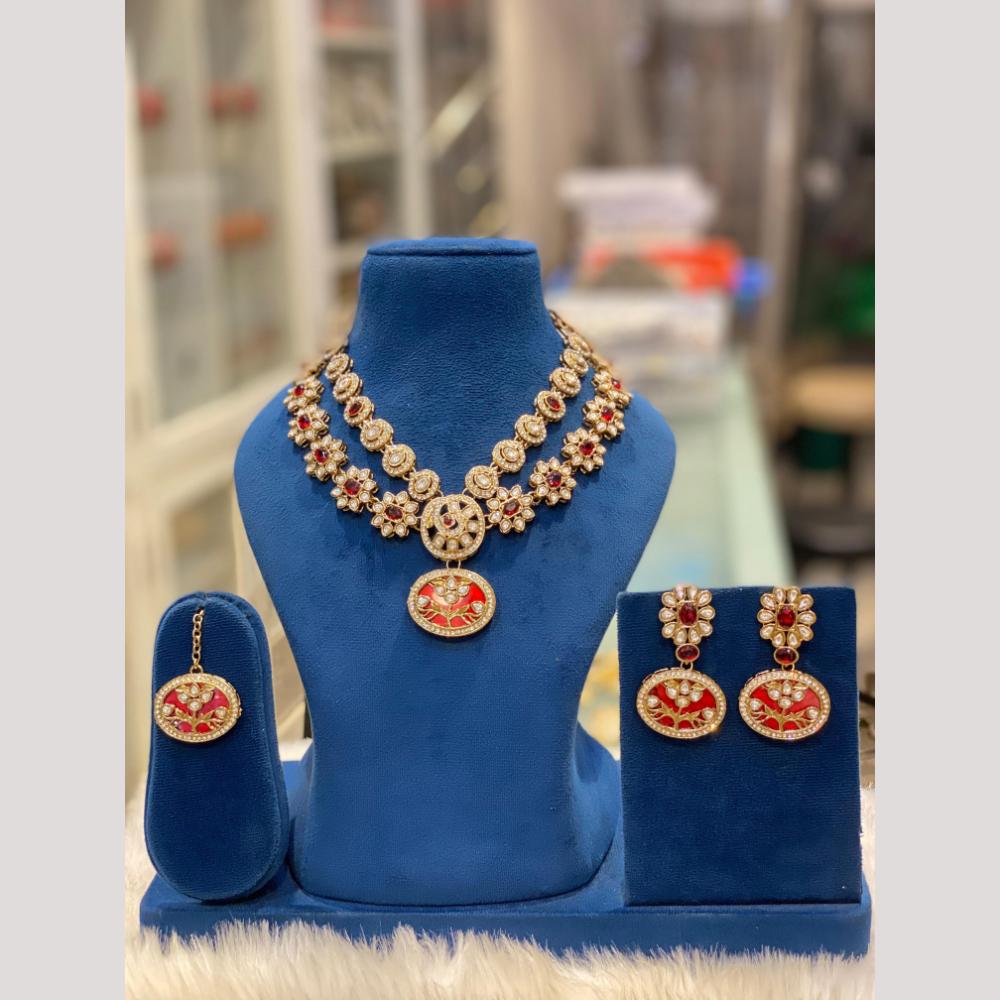 Hira Collections Premium Pota Stone Statement Necklace Set