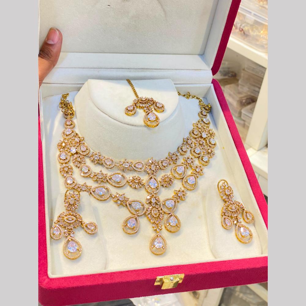 Hira Collections Glamorous American Diamond Occasion Wear Necklace Set