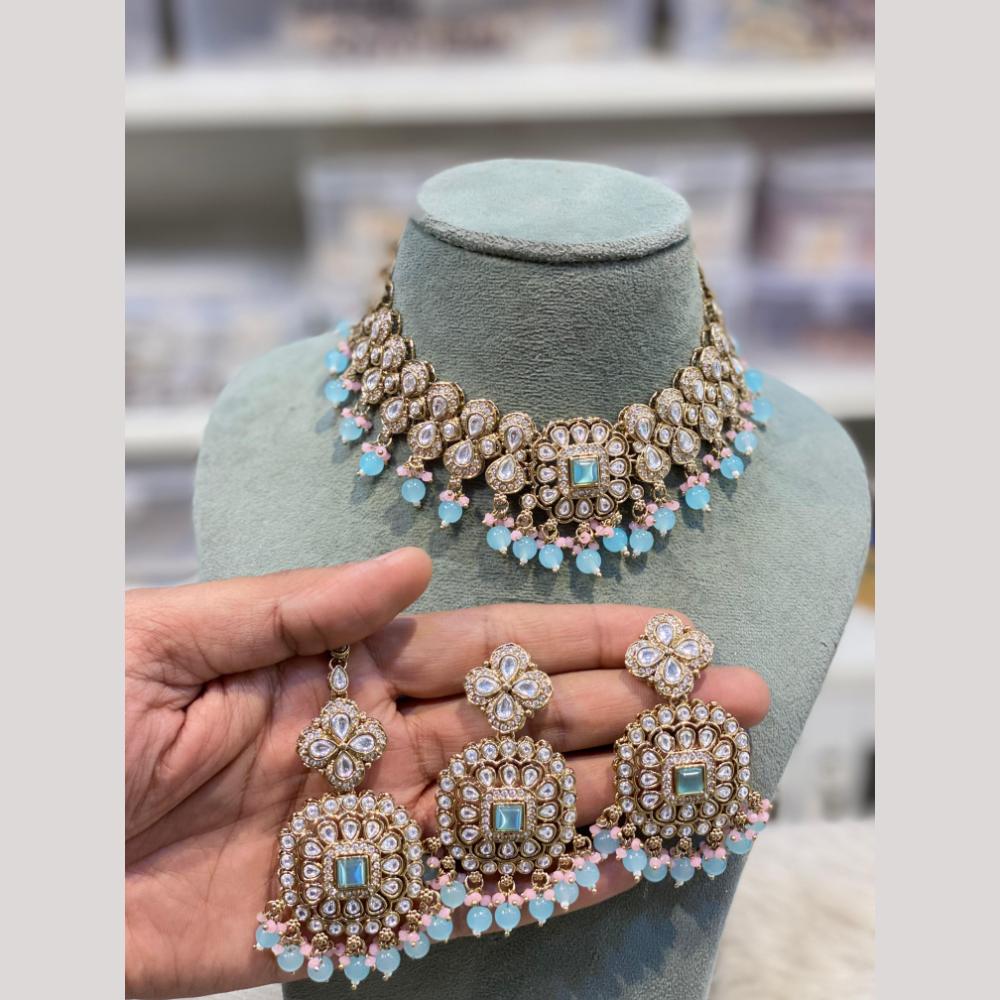 Hira Collections Premium Kundan Stone And Pearl Choker Necklace Set