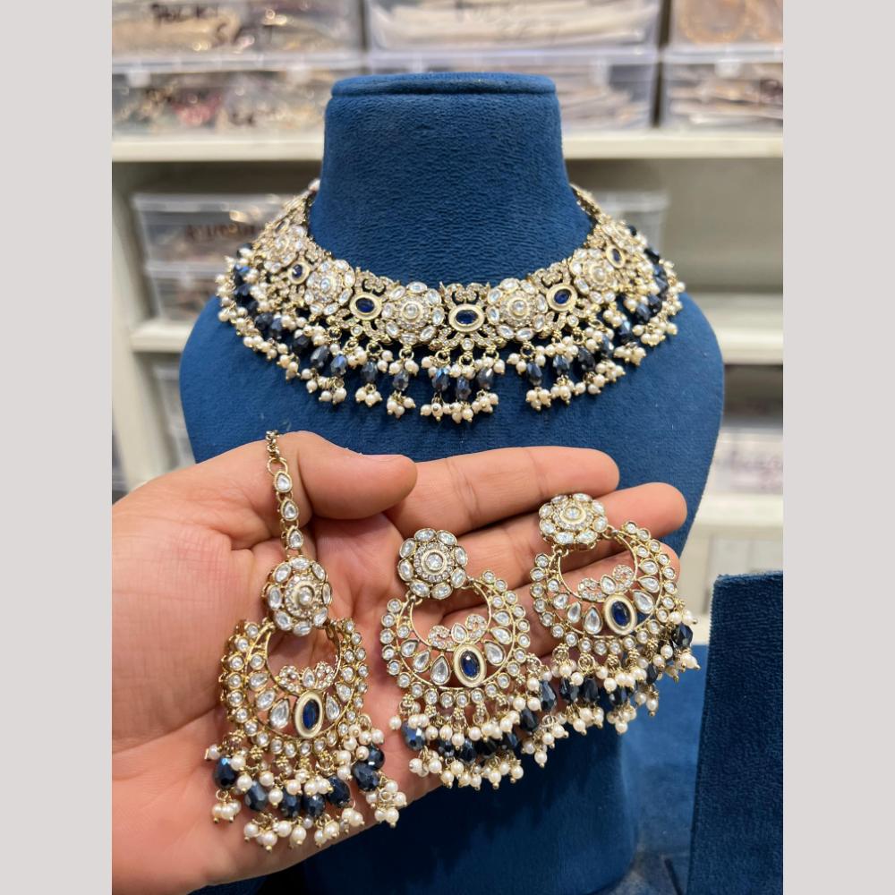Hira Collections Elegant Pota Stone And Beads Fashion Choker Necklace Set