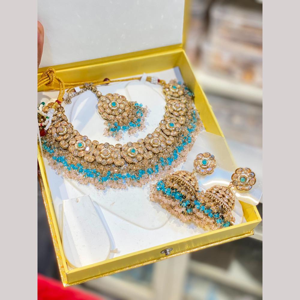 Hira Collections Exclusive Crystal Stone Beads And Pearl Necklace Set