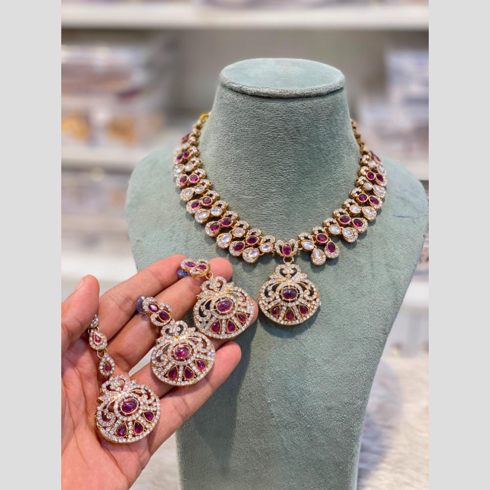 Hira Collections Designer Austrian Stone And Pota Stone Necklace Set