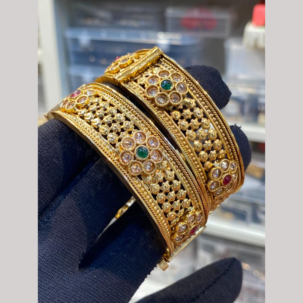 Hira Collections Premium Pota Stone Openable Bangles Set