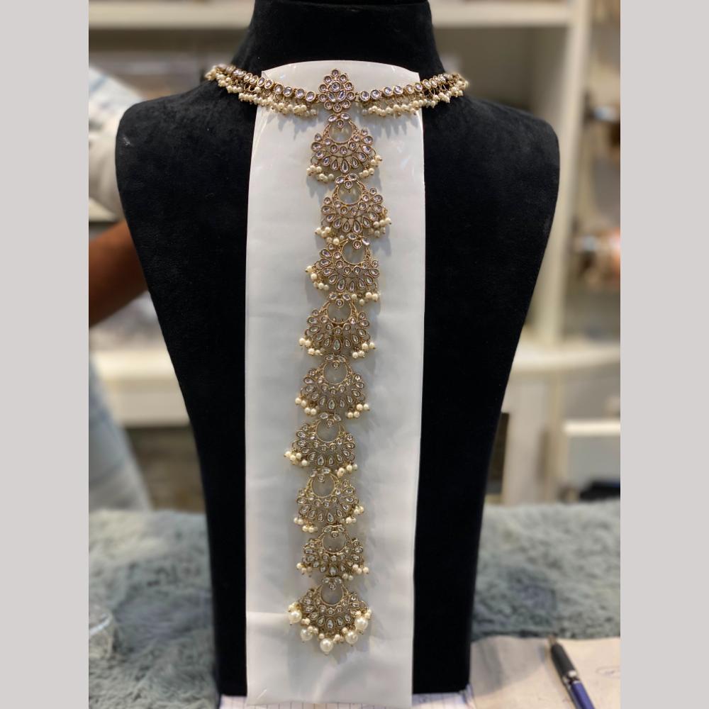 Hira Collections Gorgeous Crystal Stone And Pearl Hair Choti Wedding & Festive Look