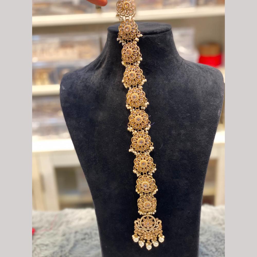Hira Collections Gorgeous Crystal Stone And Pearl Hair Choti Wedding & Festive Look