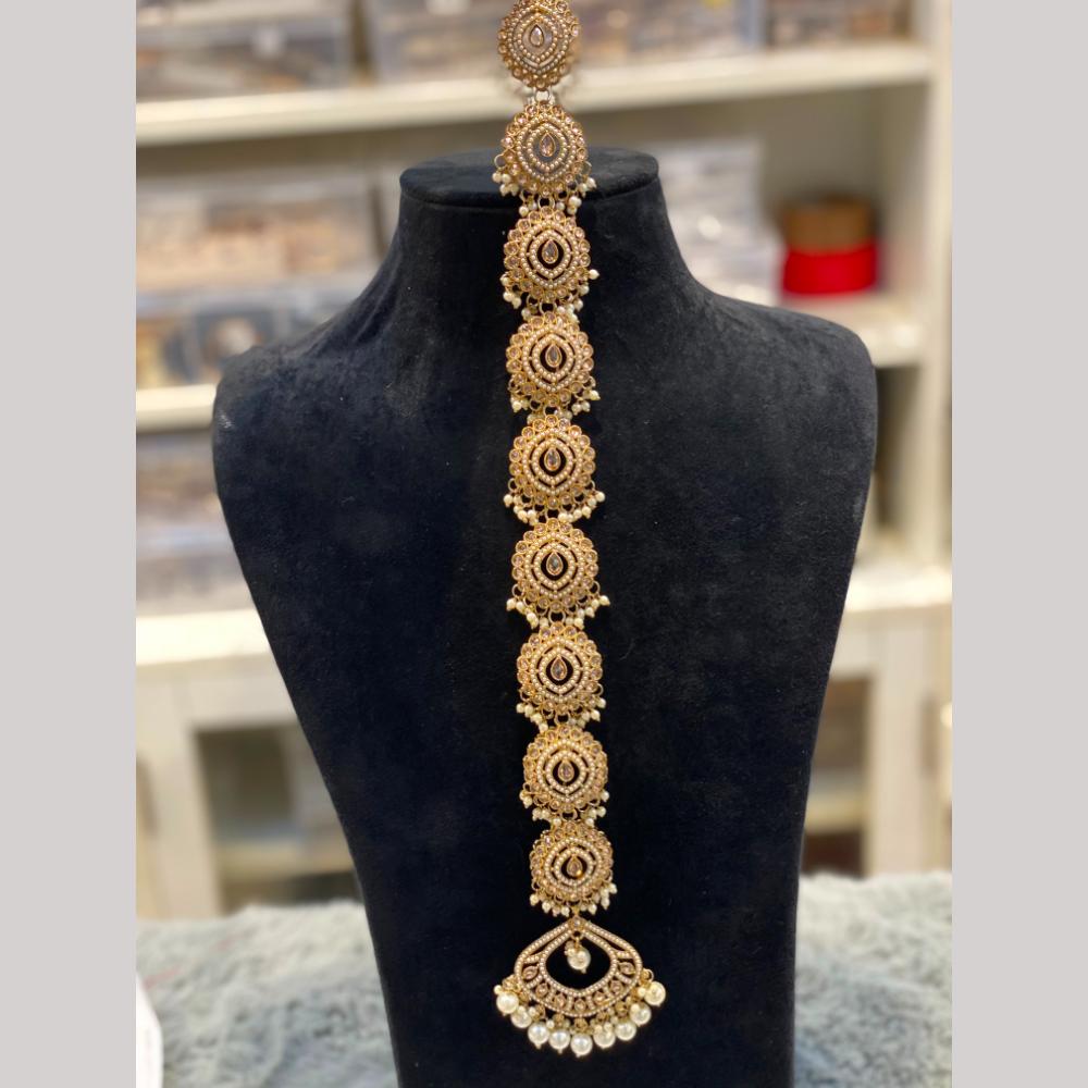 Hira Collections Gorgeous Crystal Stone And Pearl Hair Choti Wedding & Festive Look
