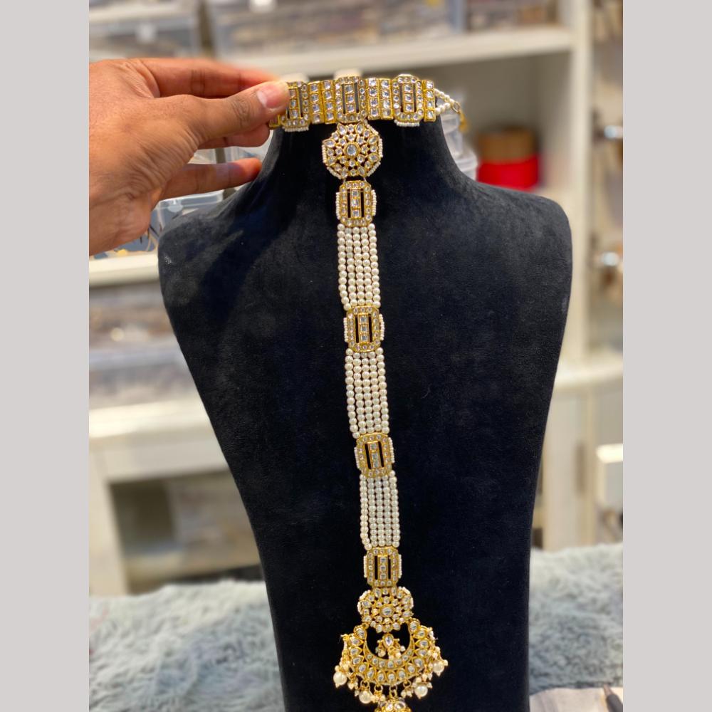 Hira Collections Gorgeous Crystal Stone And Pearl Hair Choti Wedding & Festive Look