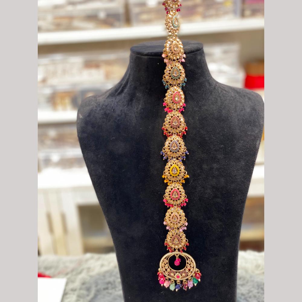 Hira Collections Gorgeous Crystal Stone And Pearl Hair Choti Wedding & Festive Look