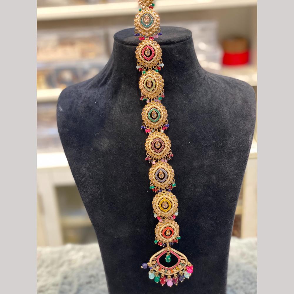 Hira Collections Gorgeous Crystal Stone And Pearl Hair Choti Wedding & Festive Look