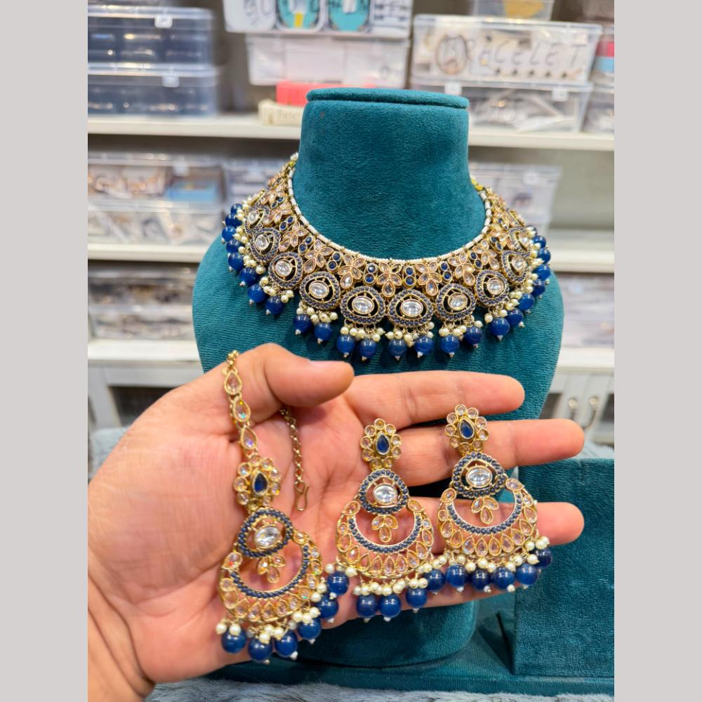 Hira Collections Wedding Wear Kundan Stone Beads And Pearl Necklace Set