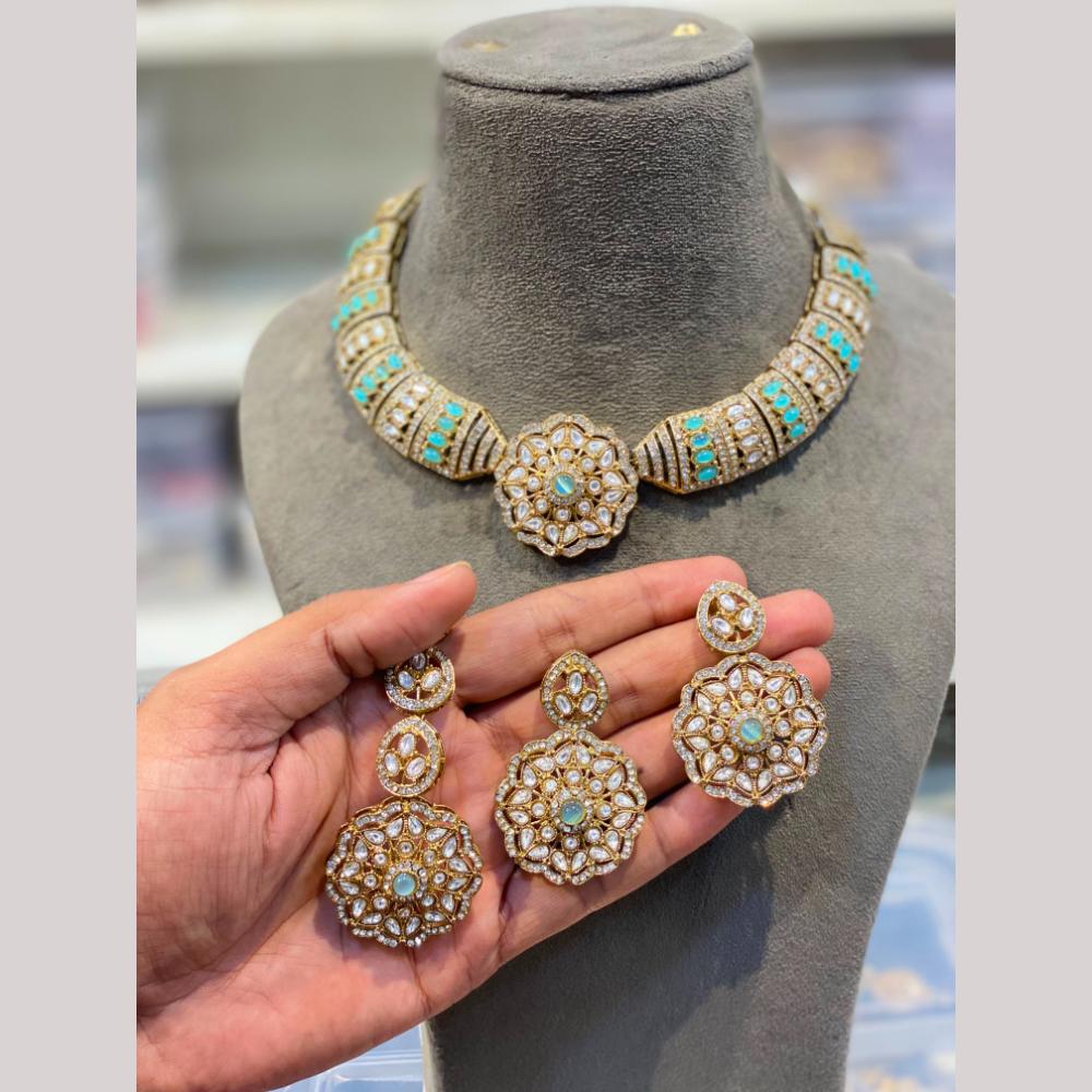 Hira Collections Royal Pota Stone Choker Necklace Set