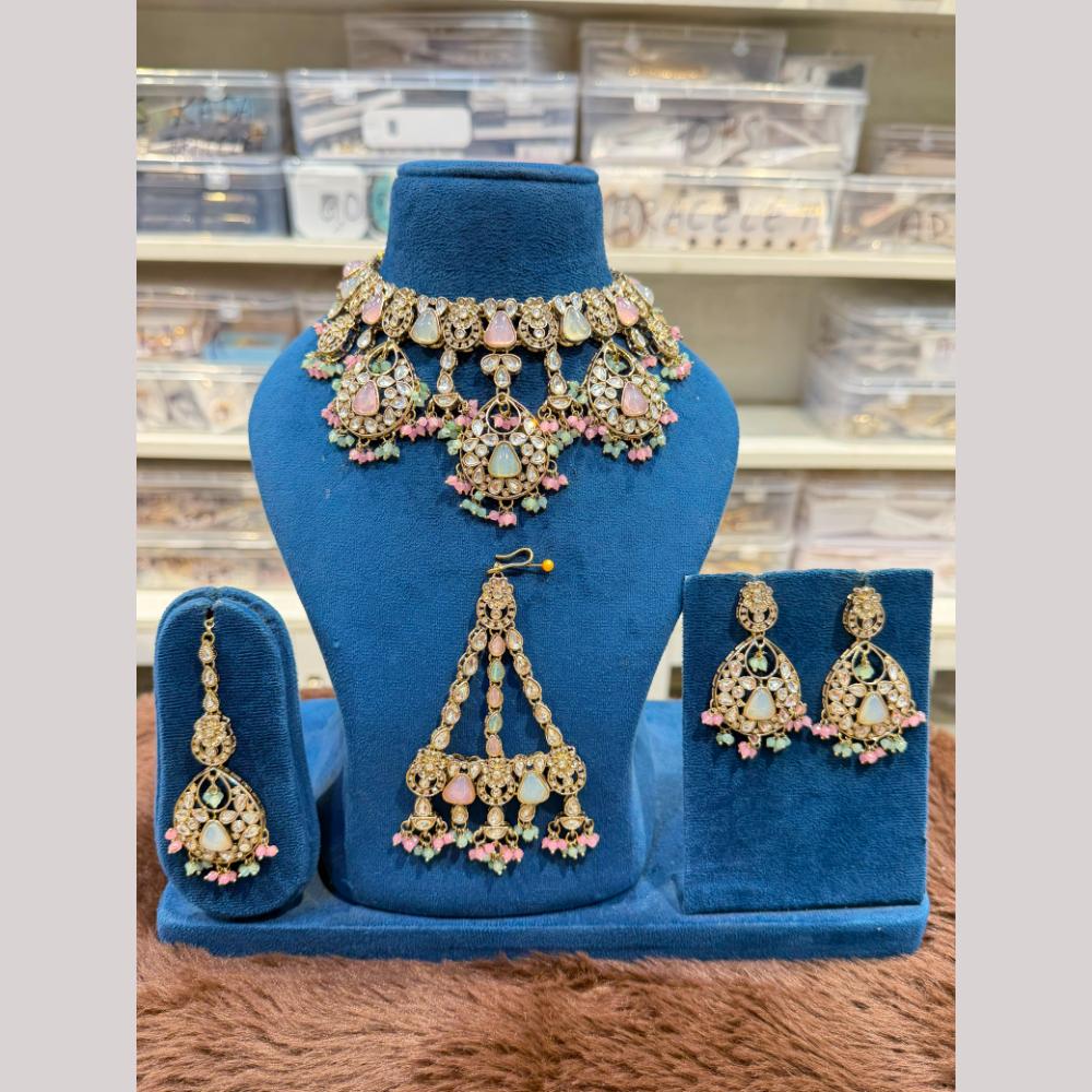 Hira Collections Heritage Polki Kundan And Pearl Designer Choker Necklace Set