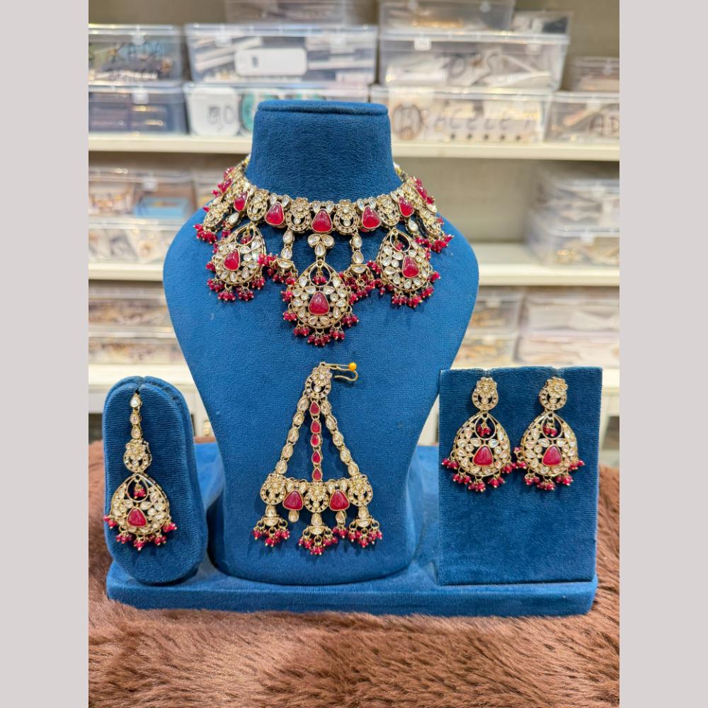Hira Collections Heritage Polki Kundan And Pearl Designer Choker Necklace Set