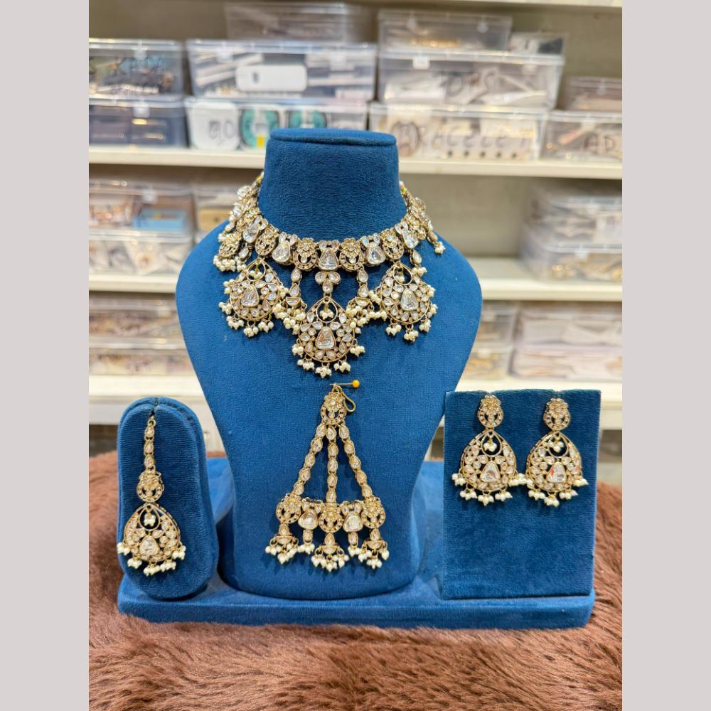 Hira Collections Heritage Polki Kundan And Pearl Designer Choker Necklace Set