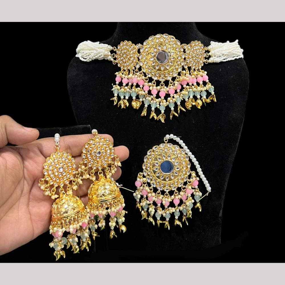 Hira Collections Premium Kundan Stone And Beads Choker Necklace Set