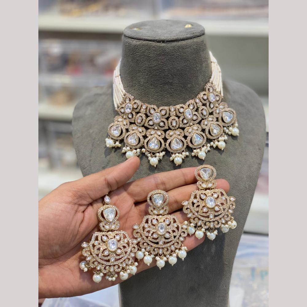 Hira Collections Heritage Polki Kundan And Pearl Designer Choker Necklace Set