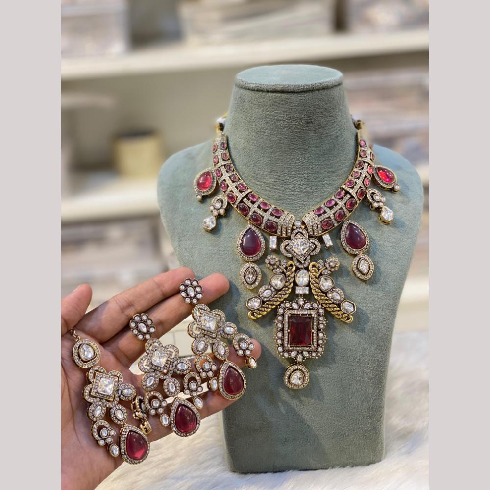 Hira Collections Royal Polki Kundan Stone Designer Necklace Set