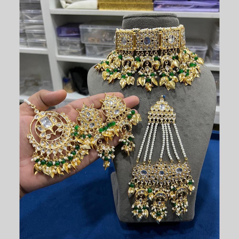 Hira Collections Royal Kundan Stone And Beads Choker Necklace Set