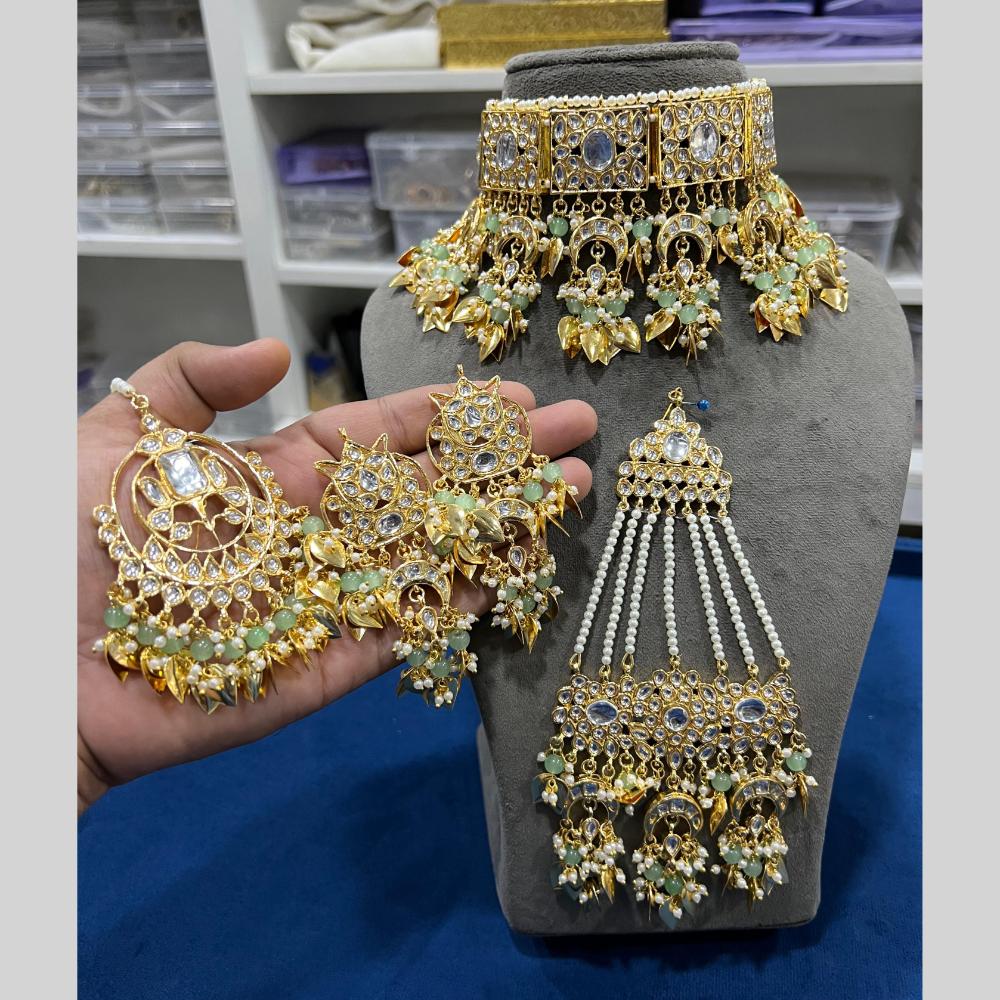 Hira Collections Royal Kundan Stone And Beads Choker Necklace Set