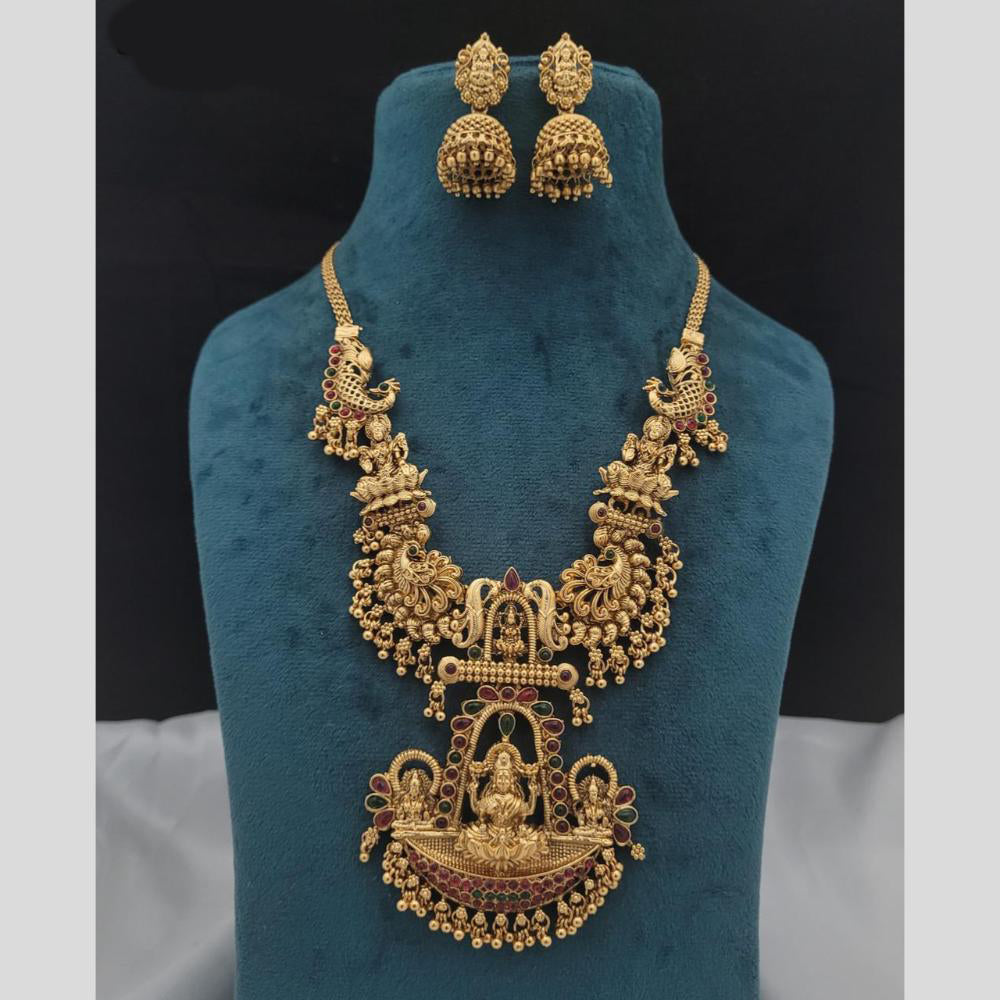 GirlSight Gold Plated Pota Stone Temple Necklace Set