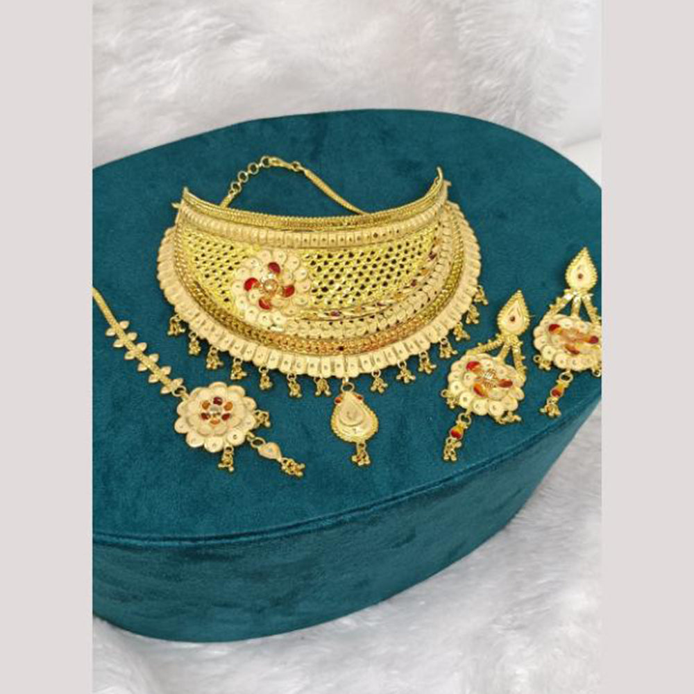 Pari Art Jewellery Bridal Gold Finish Choker Necklace Set