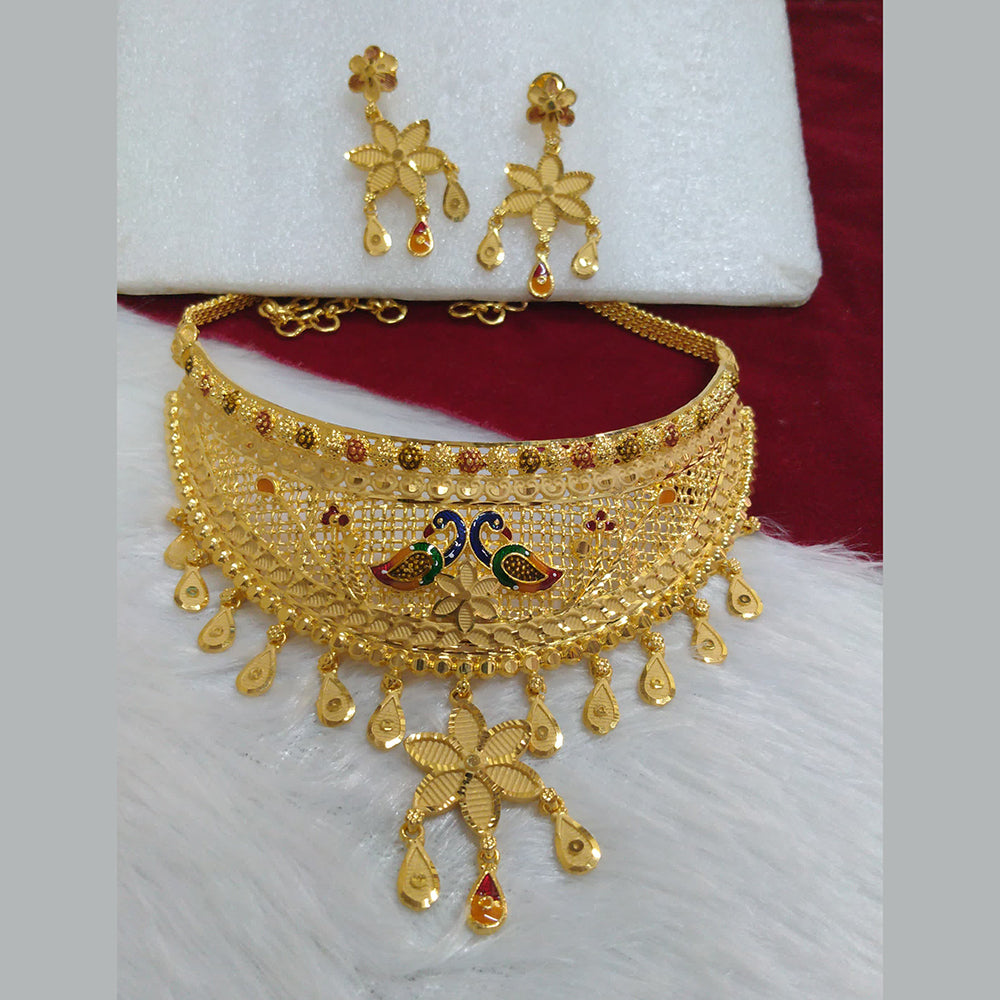 Pari Art Jewellery Designer Gold Plated Choker Necklace Set