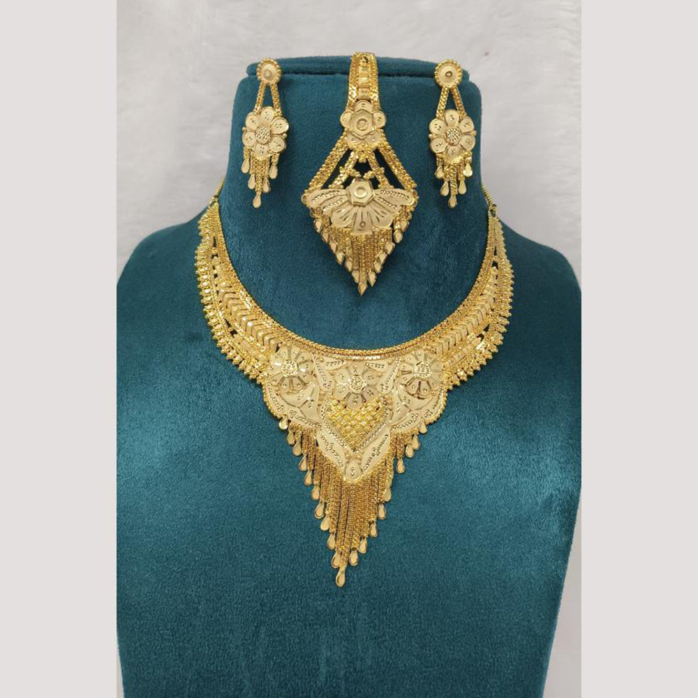 Pari Art Jewellery Forming Classic Floral Gold Necklace Set