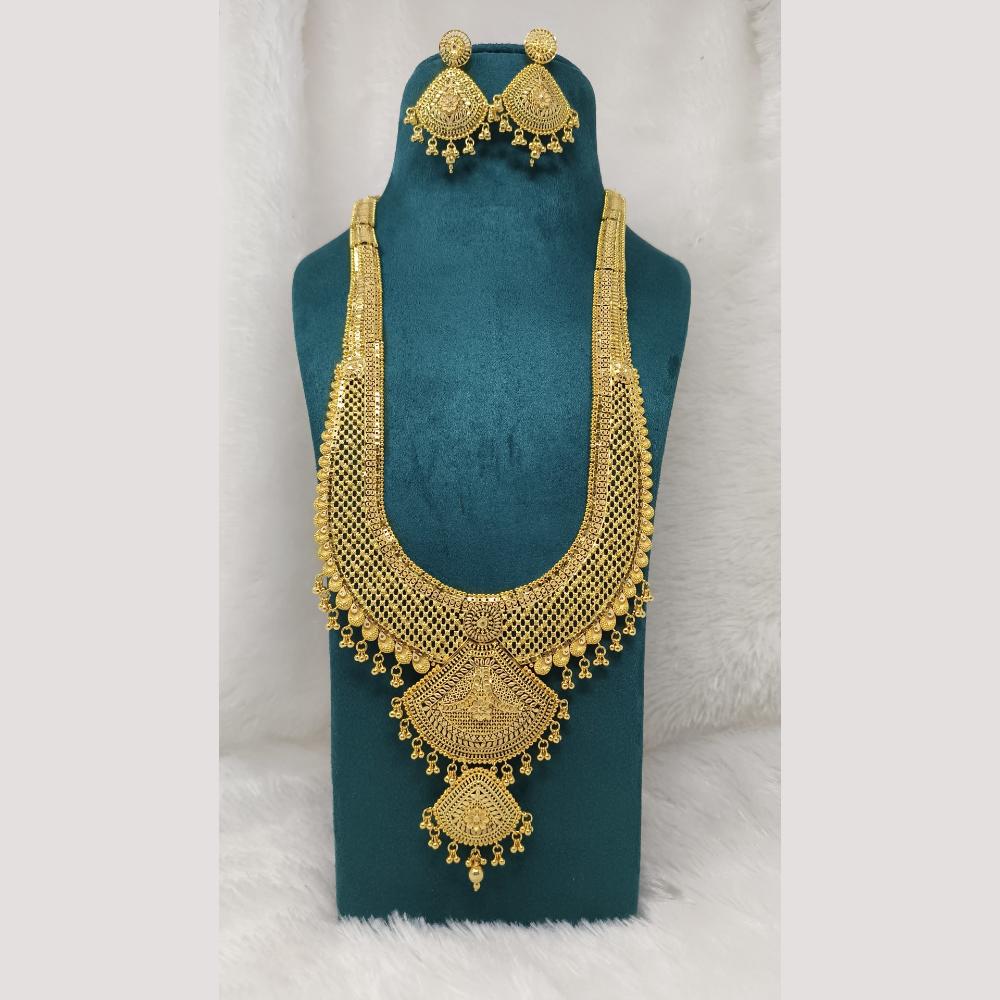 Pari Art Jewellery Traditional Long Forming Gold Necklace Set