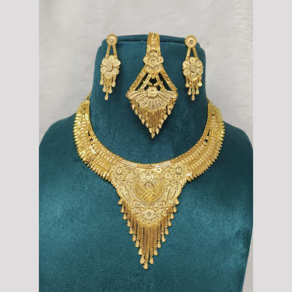 Pari Art Jewellery Sunehri Saj Royal Forming Gold Plated Necklace Set