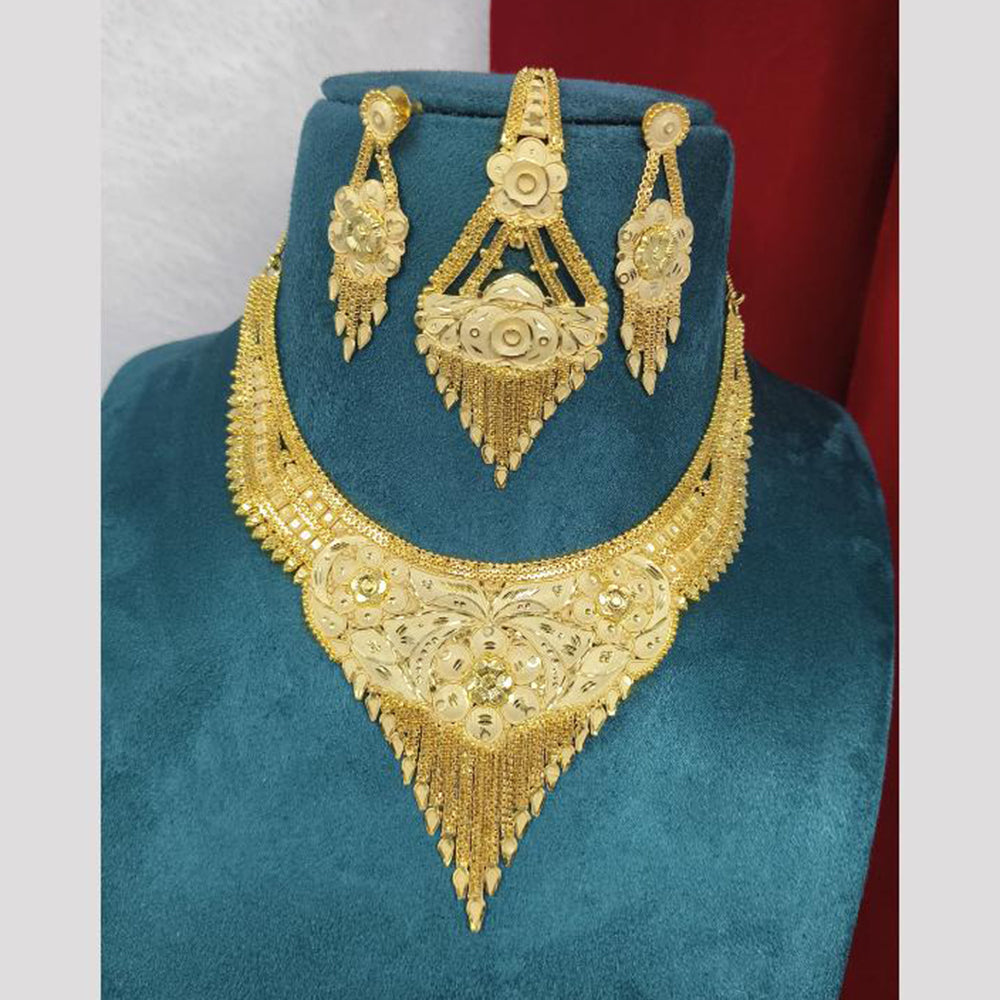 Pari Art Jewellery Sunehri Saj Royal Forming Gold Plated Necklace Set