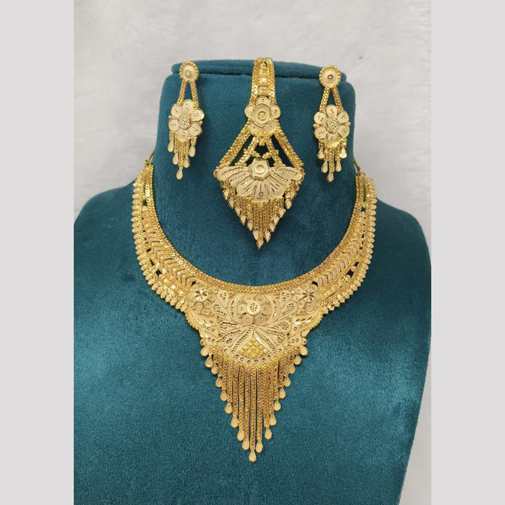 Pari Art Jewellery Gold Vibe Sleek Forming Gold Necklace Set