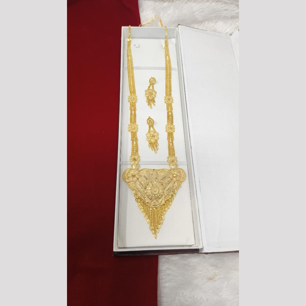 Pari Art Jewellery Drape Of Gold Trendy Traditional Long Necklace Set