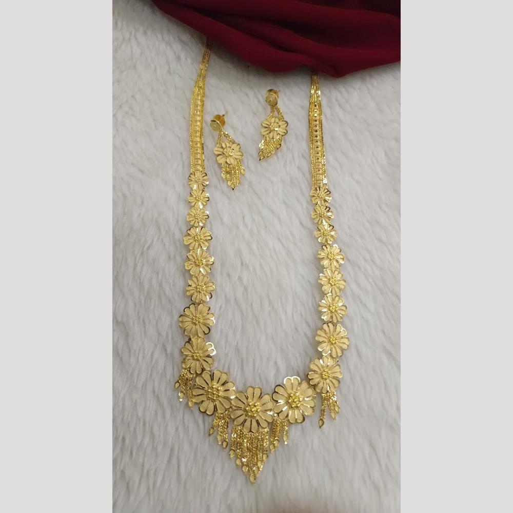 Pari Art Jewellery Drape Of Gold Trendy Traditional Long Necklace Set