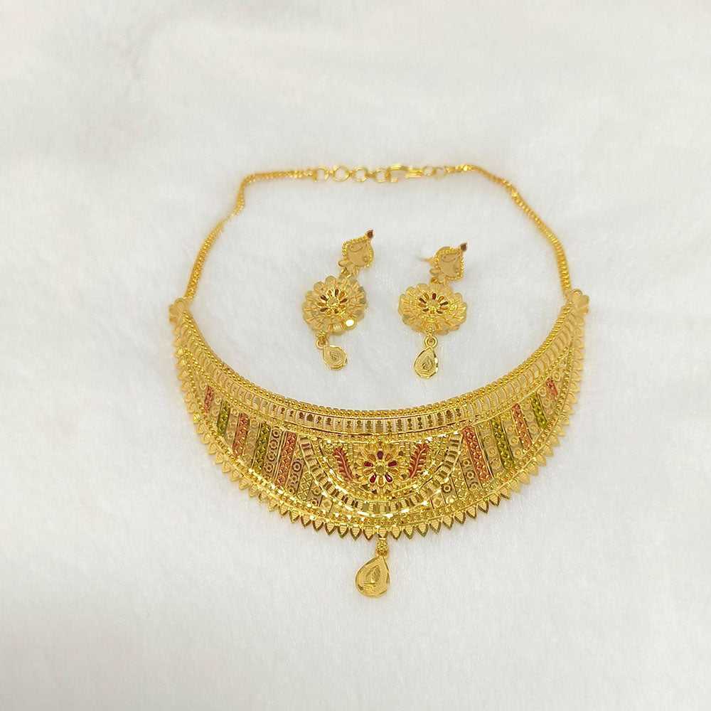 Pari Art Jewellery Designer Bridal Forming Gold Choker Necklace Set