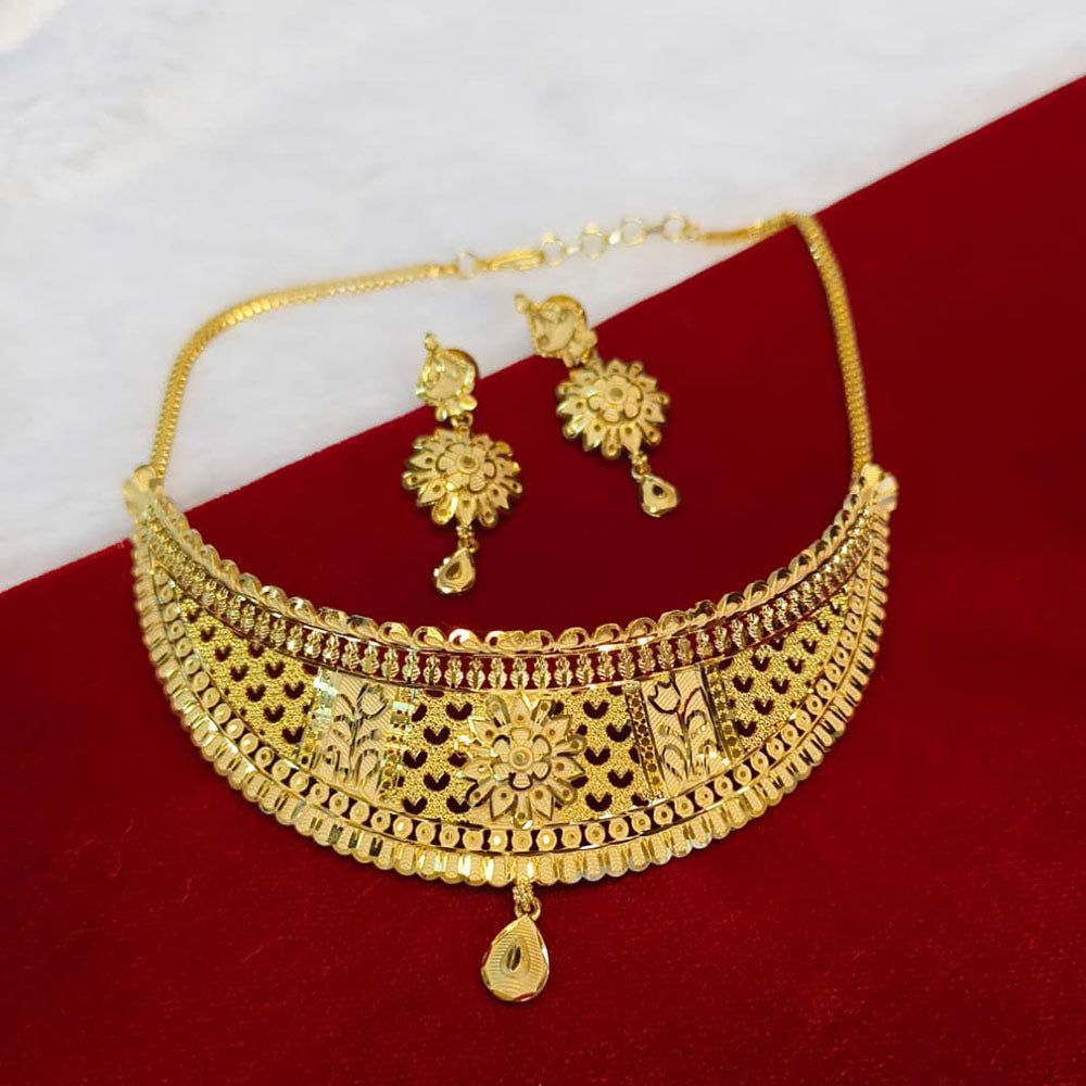 Pari Art Jewellery Designer Bridal Forming Gold Choker Necklace Set