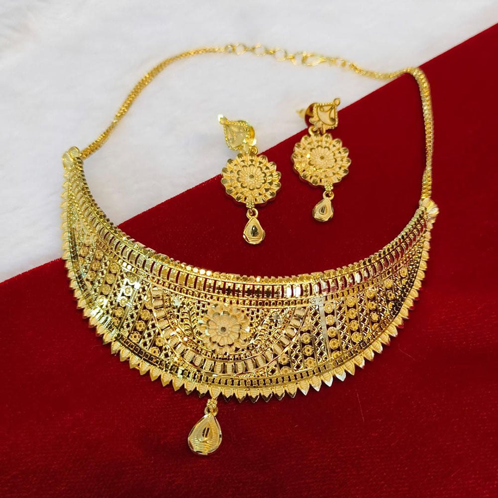 Pari Art Jewellery Designer Bridal Forming Gold Choker Necklace Set