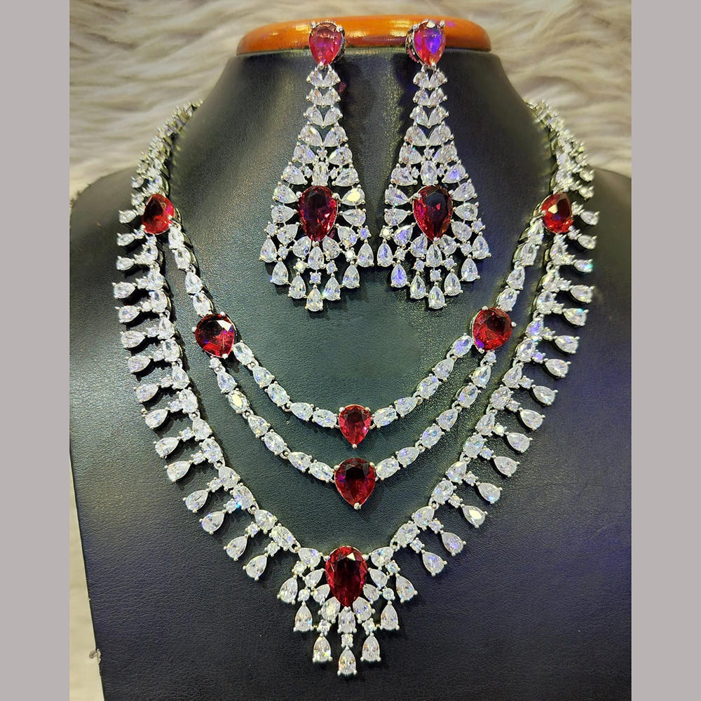 Jain Jewellers Silver Plated AD Necklace Set