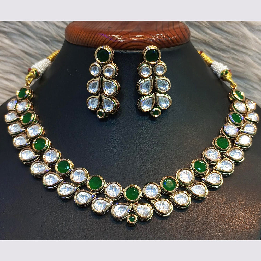 Jain Jewellers Gold Plated Pota Stone Necklace Set