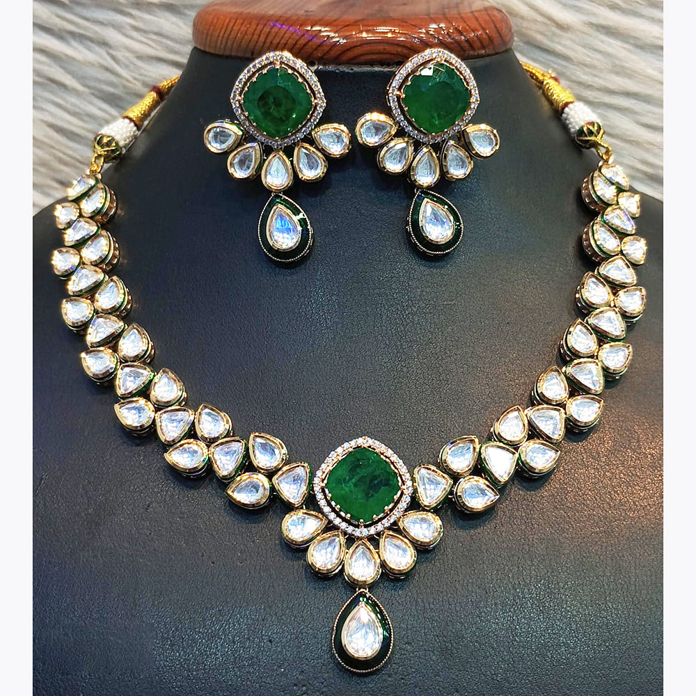 Jain Jewellers Gold Plated Crystal Stone Necklace Set