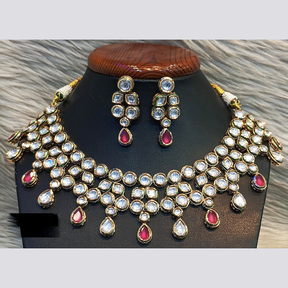 Jain Jewellers Gold Plated Crystal Stone Necklace Set
