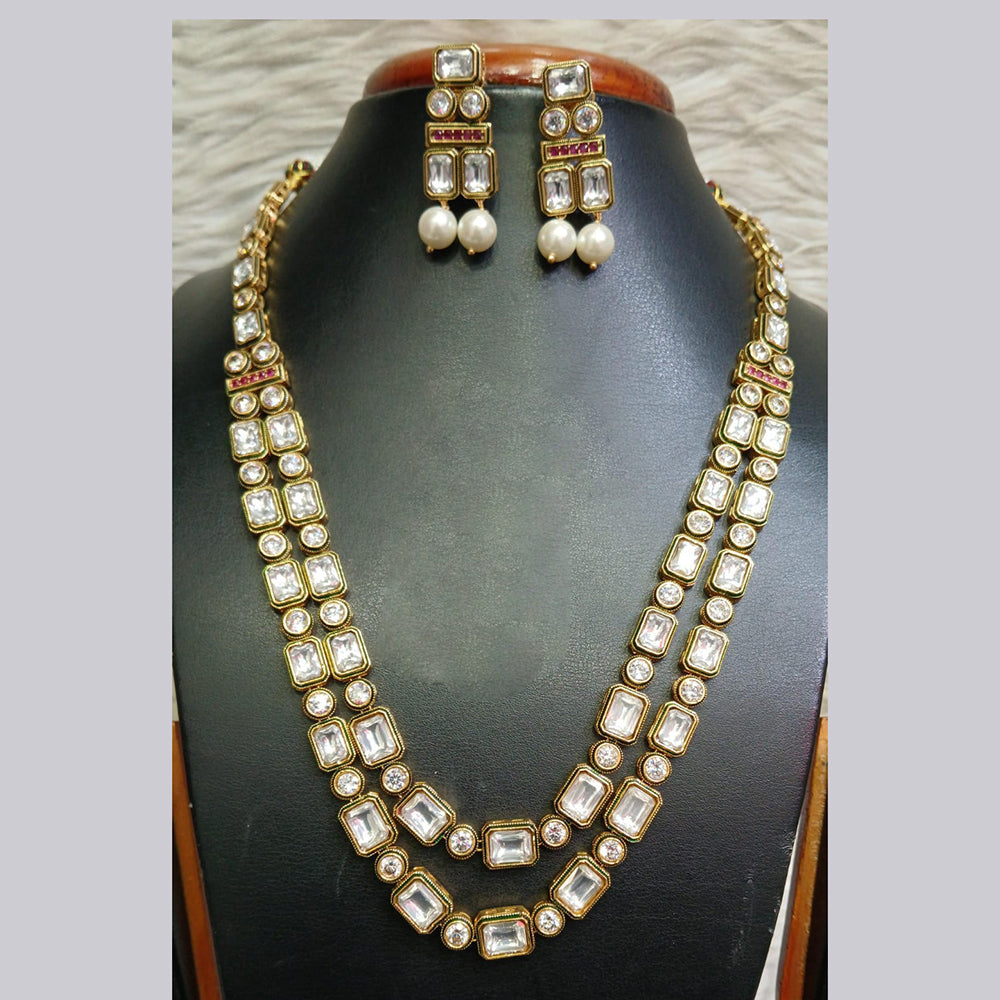 Jain Jewellers Gold Plated Crystal Stone Long Necklace Set